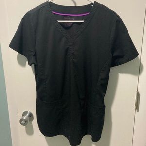 Healing hands black scrub top L